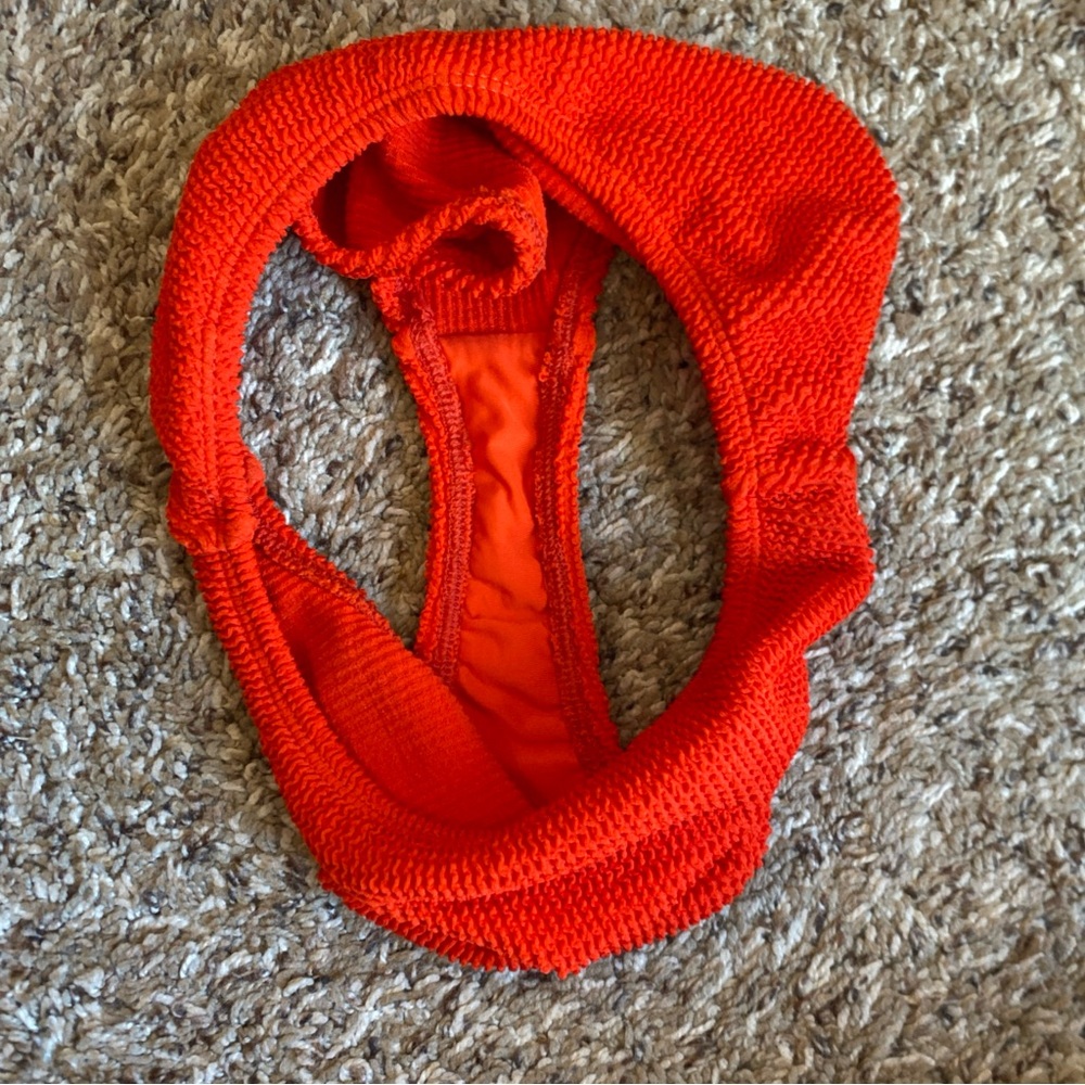 Good American Crinkle Textured Bikini Red Size 1/2 - Picture 4 of 11